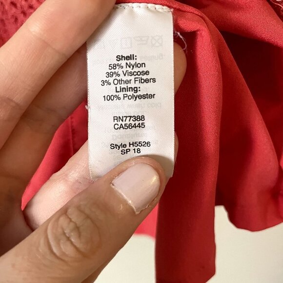 J.Crew Factory fully lined coral bright colors nylon lace overlay short sleeved - Picture 5 of 5